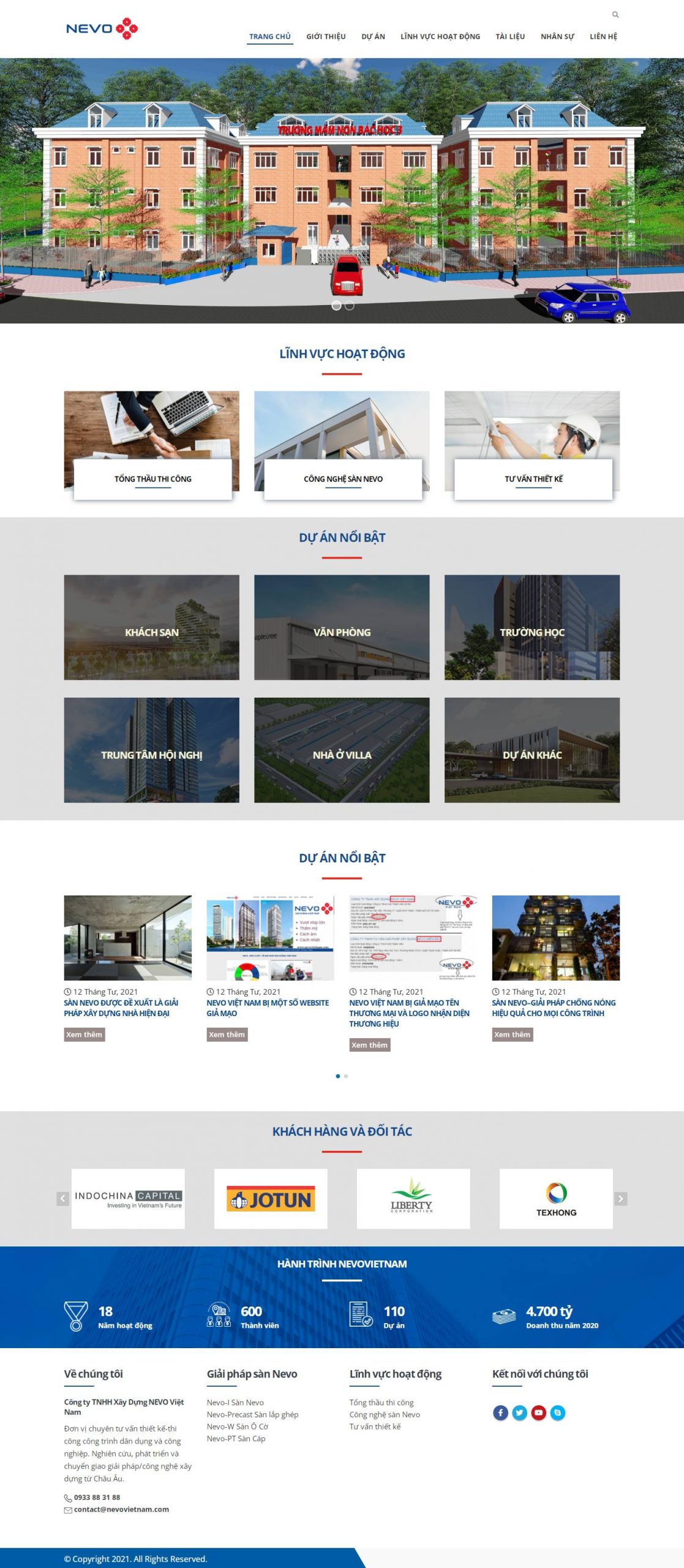 website thấu xây dựng nevo việt nam