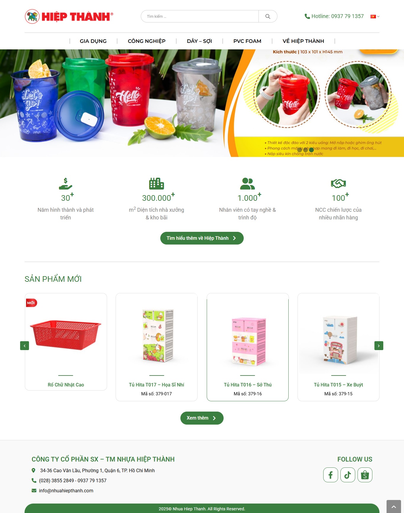 Giao diện website bán hàng Nhựa Hiệp Thành