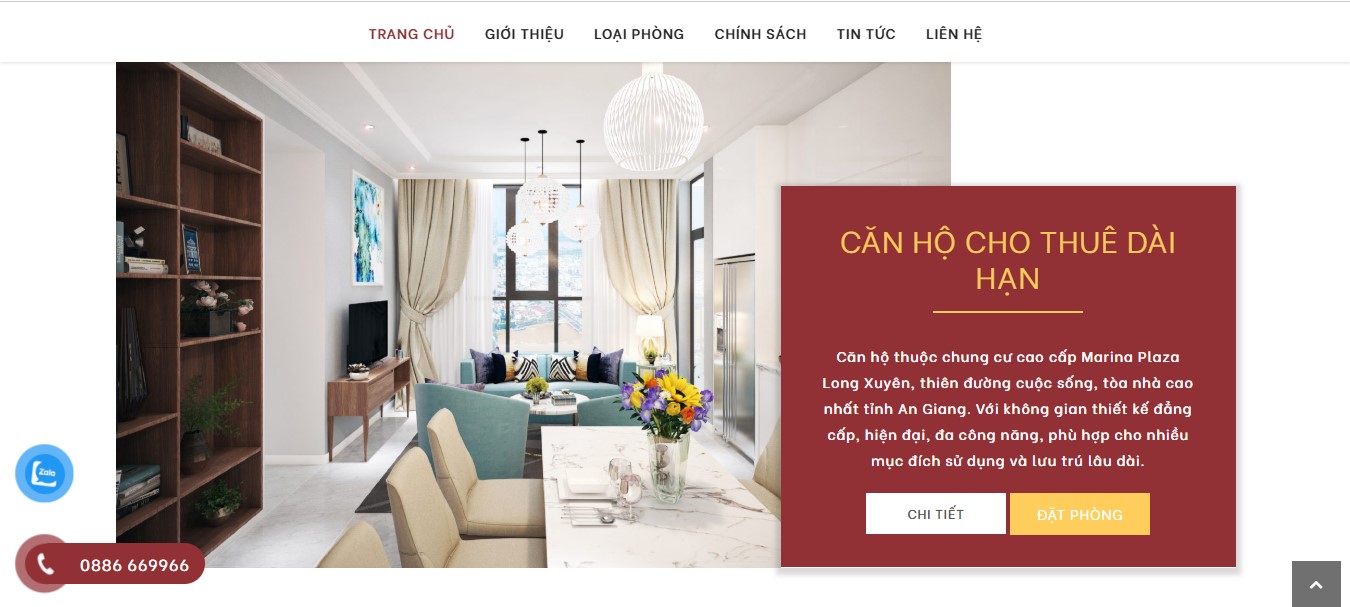 Phần giới thiệu các loại căn hộ của website Marina Home