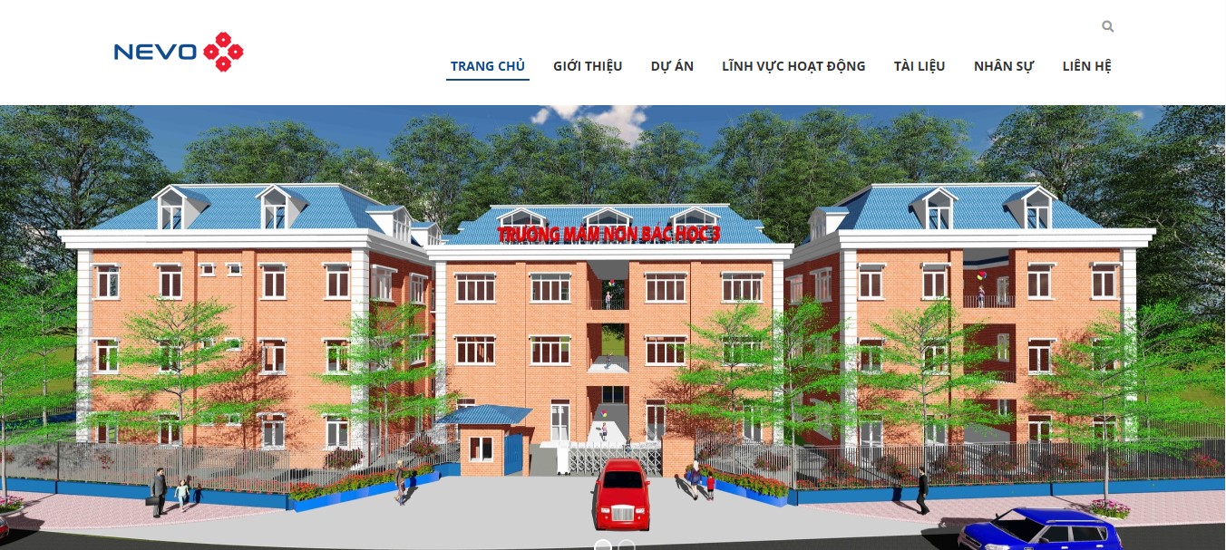 Phần header, banner của website giới thiệu công ty Nevo Việt Nam