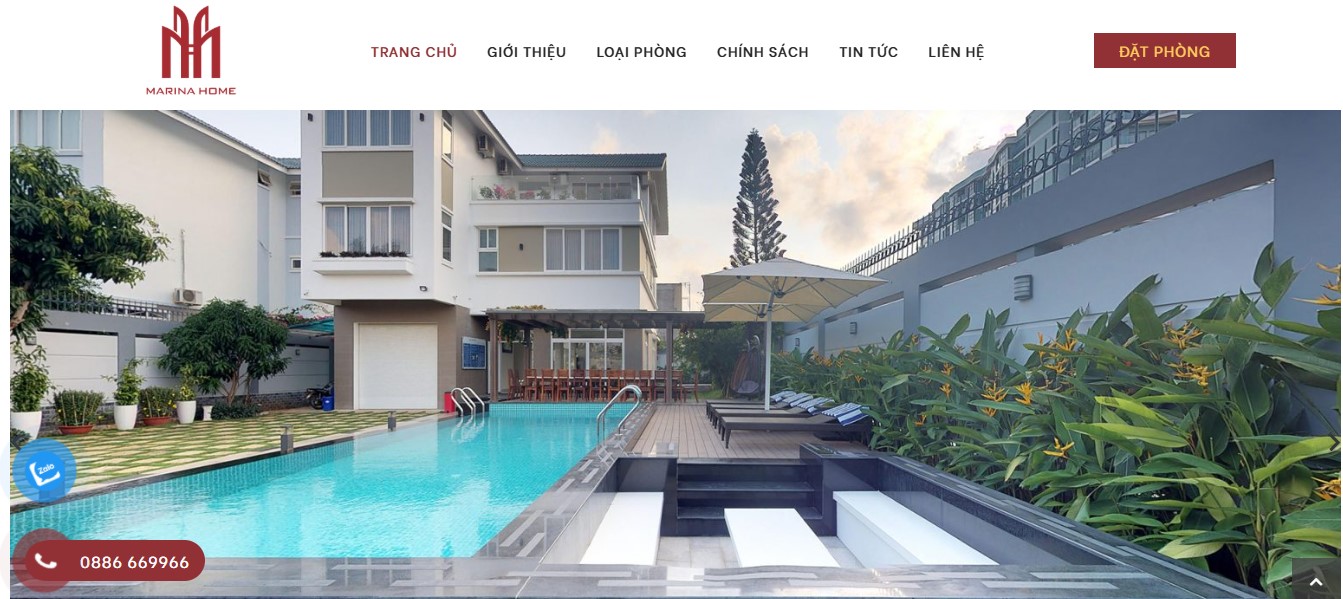 Header, banner của website giới thiệu khách sạn Marina Home