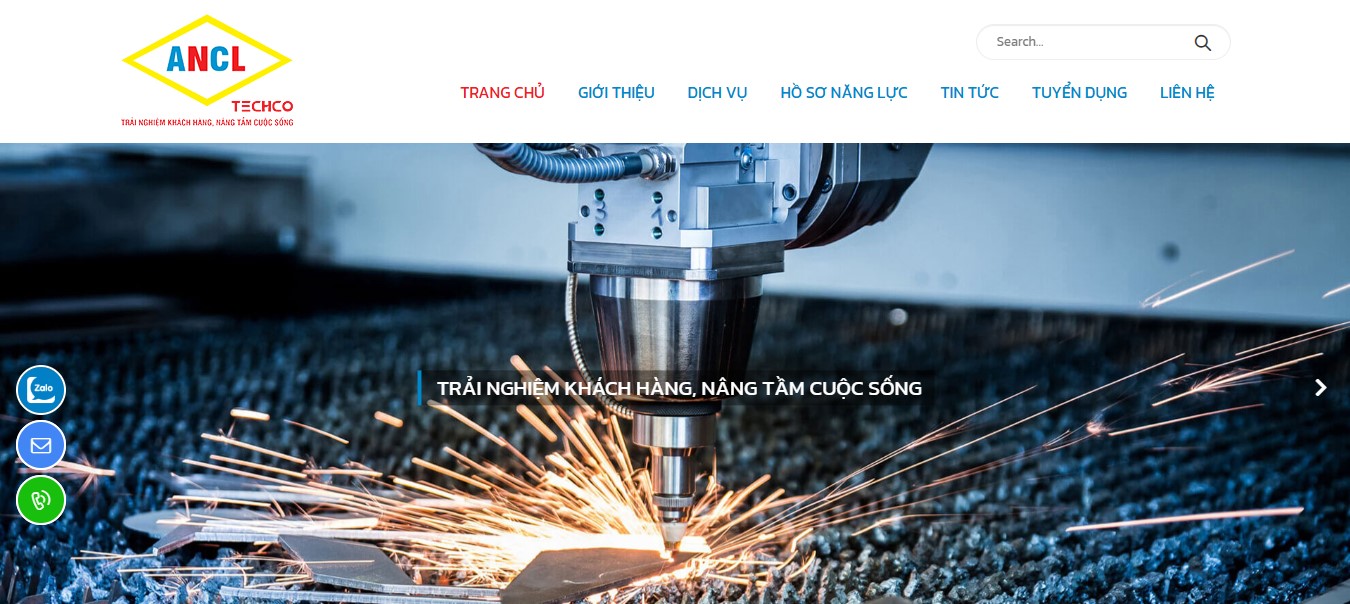 Phần header, banner của Website giới thiệu công ty ANCL