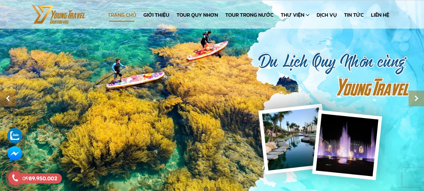 Phần header, banner của Website du lịch Young Travel
