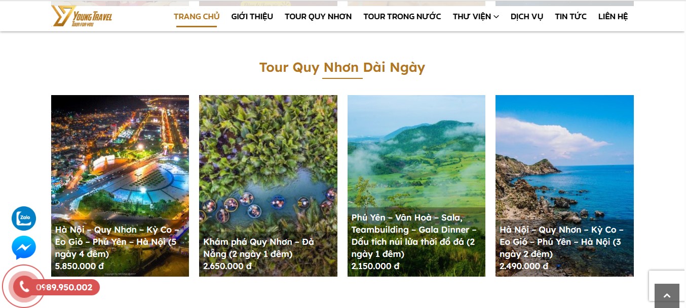 Danh sách tour du lịch của Website Young Travel