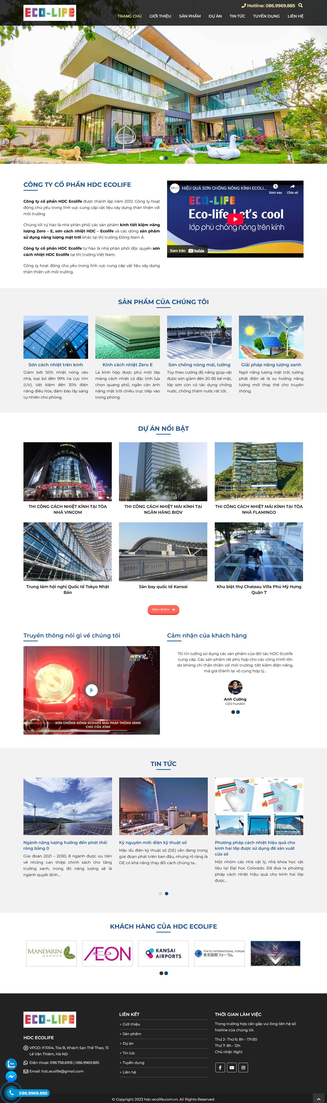 Giao diện website sơn cách nhiệt HDC ECOLIFE