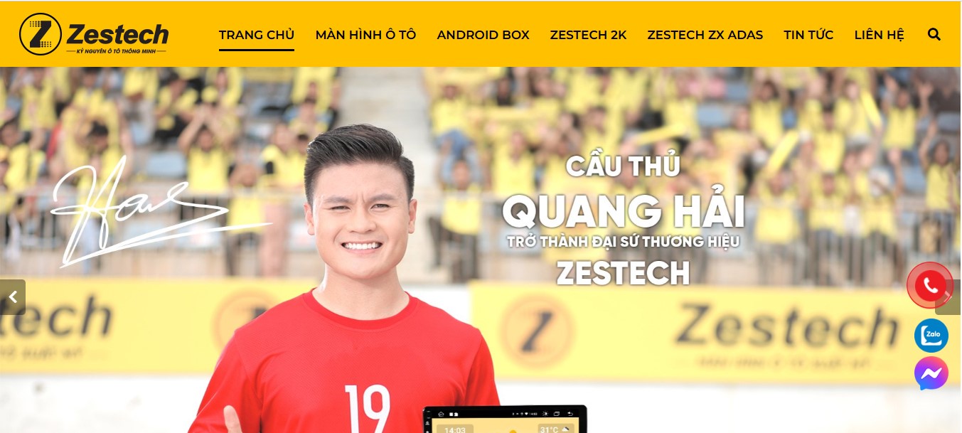 Phần header banner của Website Zestech
