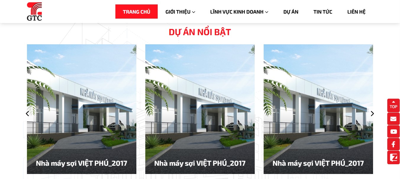 Phần dự án nổi bật của Website giới thiệu dịch vụ xây dựng Gia Thuỳ