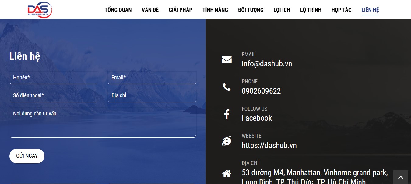Phần footer Website giới thiệu dịch vụ thương mại DAS Global