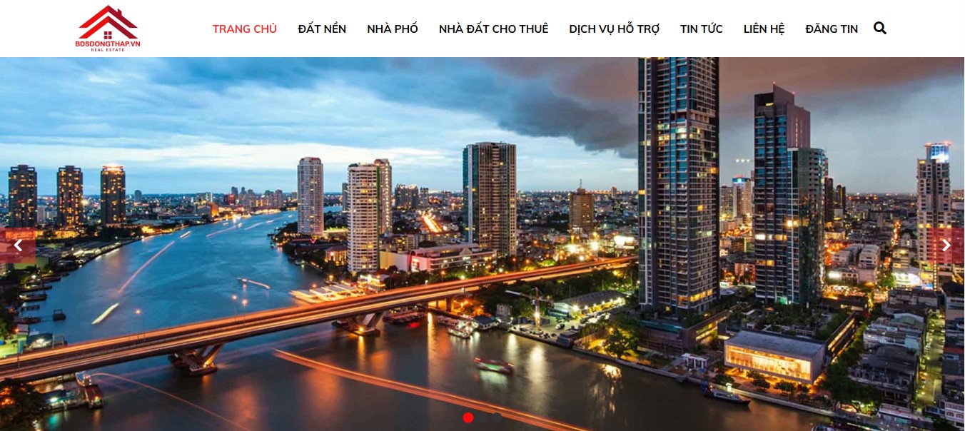 Phần header, banner của Website mua bán bất động sản Đồng Tháp