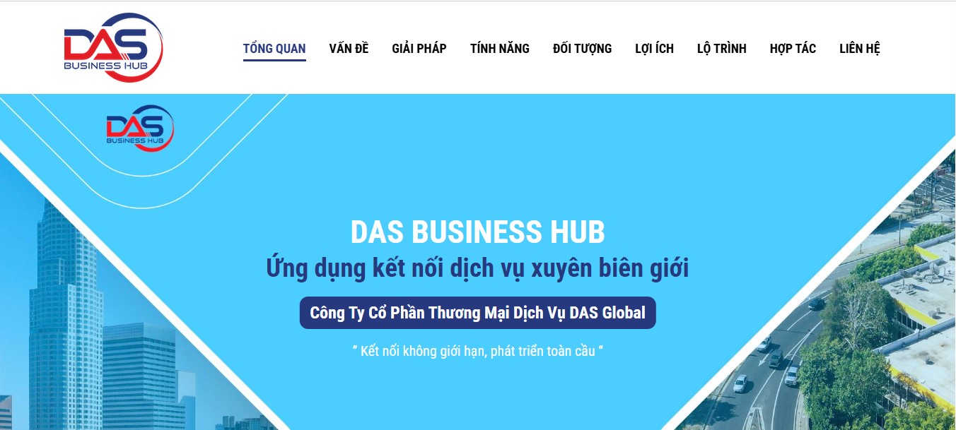 Phần header, banner của Website giới thiệu dịch vụ thương mại DAS Global