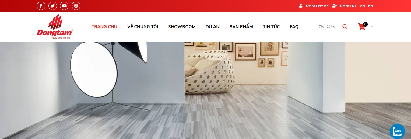 Phần header, banner của website bán sản phẩm Đồng Tâm