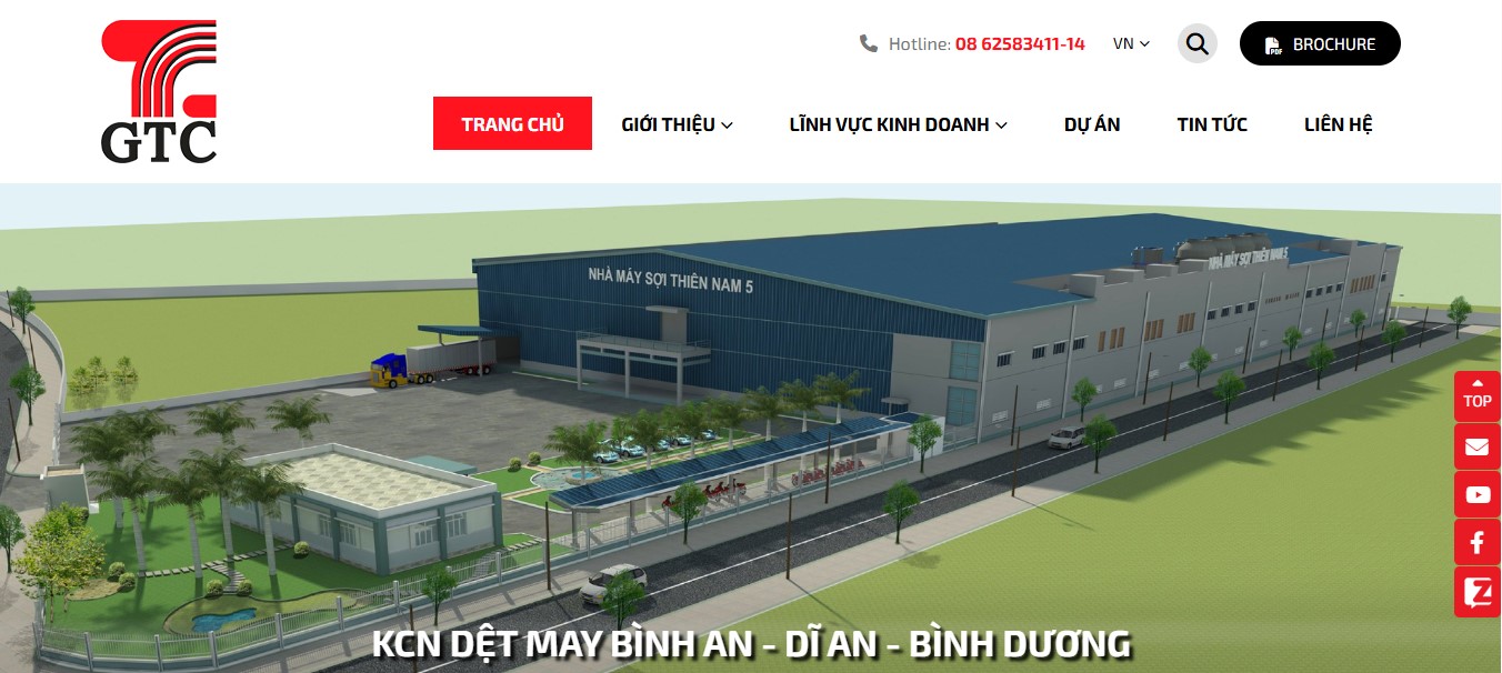 Phần header, banner Website giới thiệu dịch vụ xây dựng Gia Thuỳ