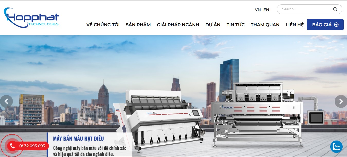 Header, banner website cung cấp thiết bị công nghiệp Hợp Phát