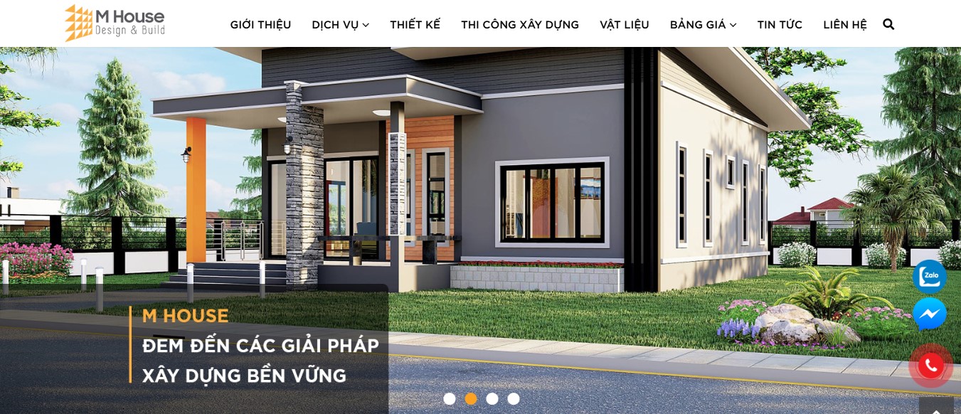 Header, banner Website dịch vụ xây dựng M House
