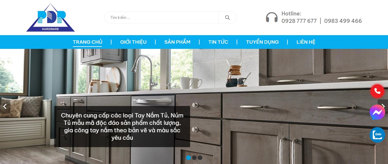 Phần header, banner của website bán tay nắm tủ Phương Đa Phát
