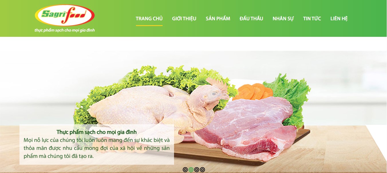 Phần header, banner của Website giới thiệu thực phẩm sạch Sagri Food