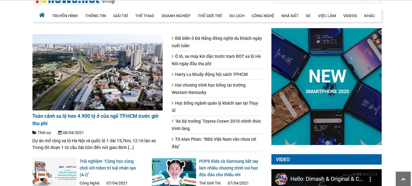 Phần thông tin Mẫu website tin tức truyền hình TVnews