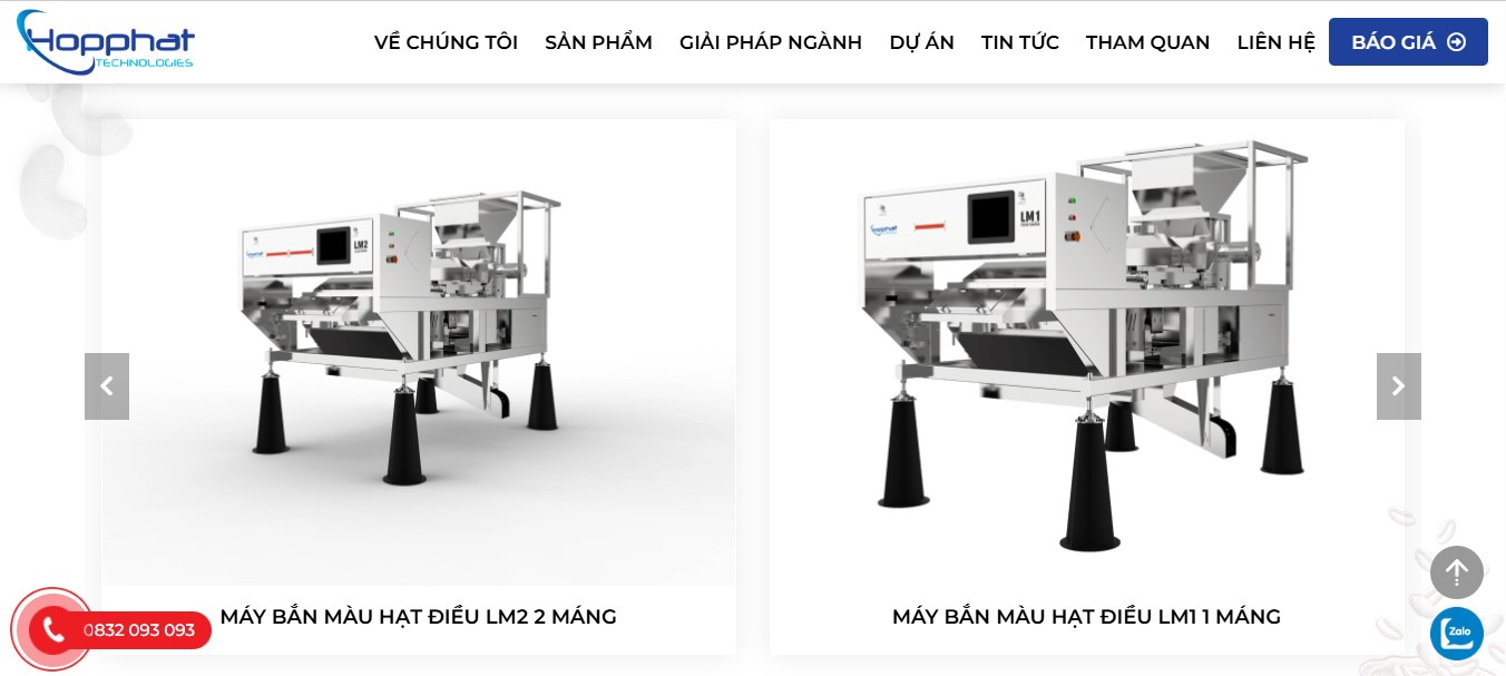 Phần sản phẩm của Website cung cấp thiết bị công nghiệp Hợp Phát