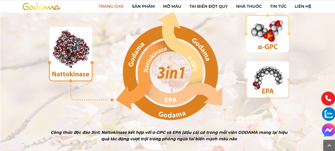 Phần giới thiệu sản phẩm của webiste bán sản phẩm bảo vệ sức khoẻ Godama
