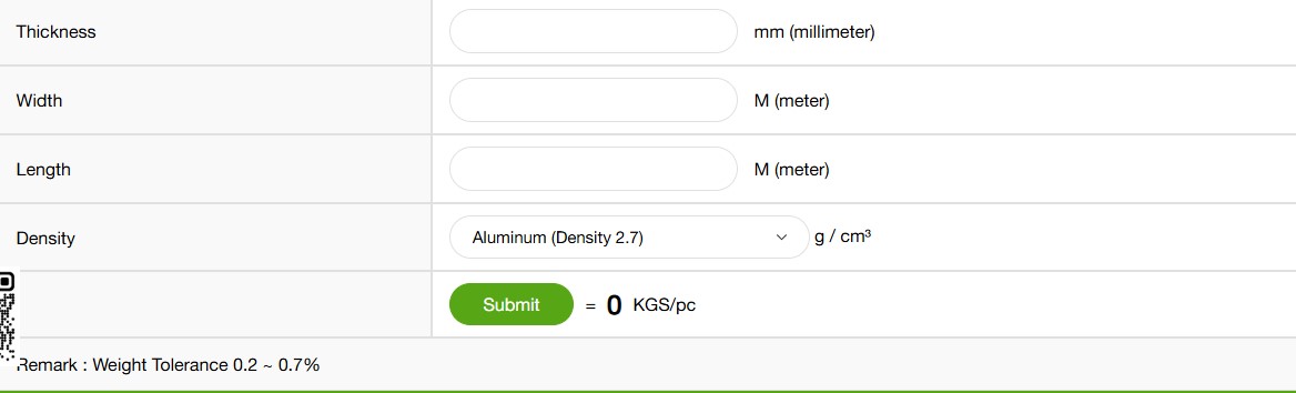 Bảng tính toán tổng trọng lượng của Website INOX DNP 