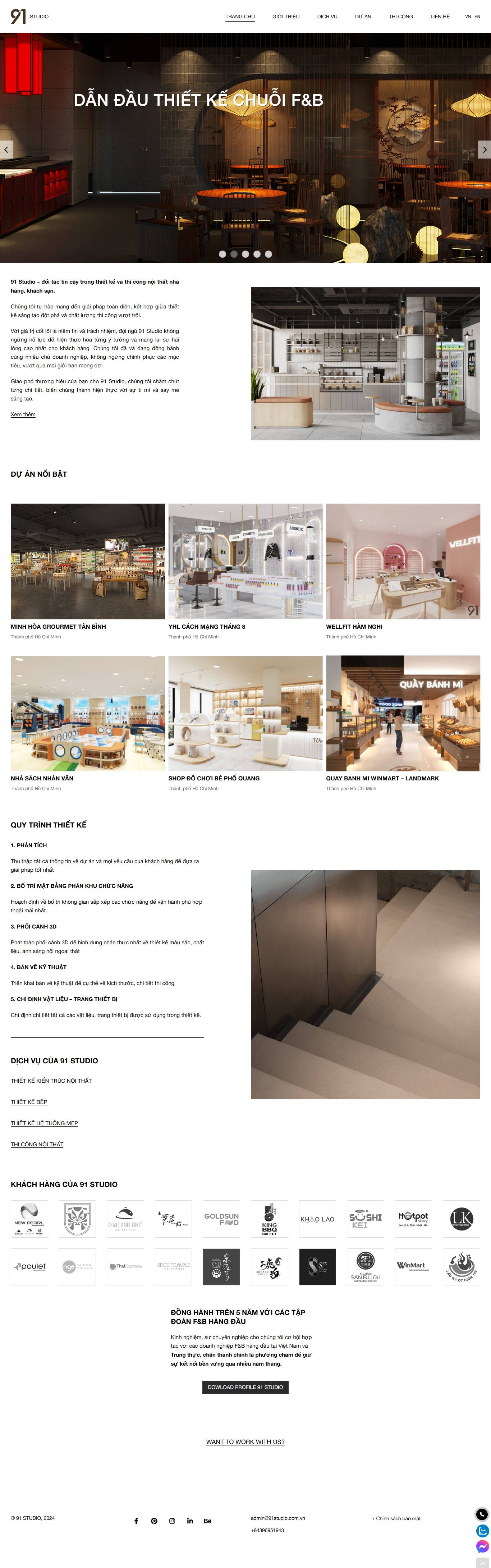 Mẫu website thiết kế kiến trúc 91 Studio
