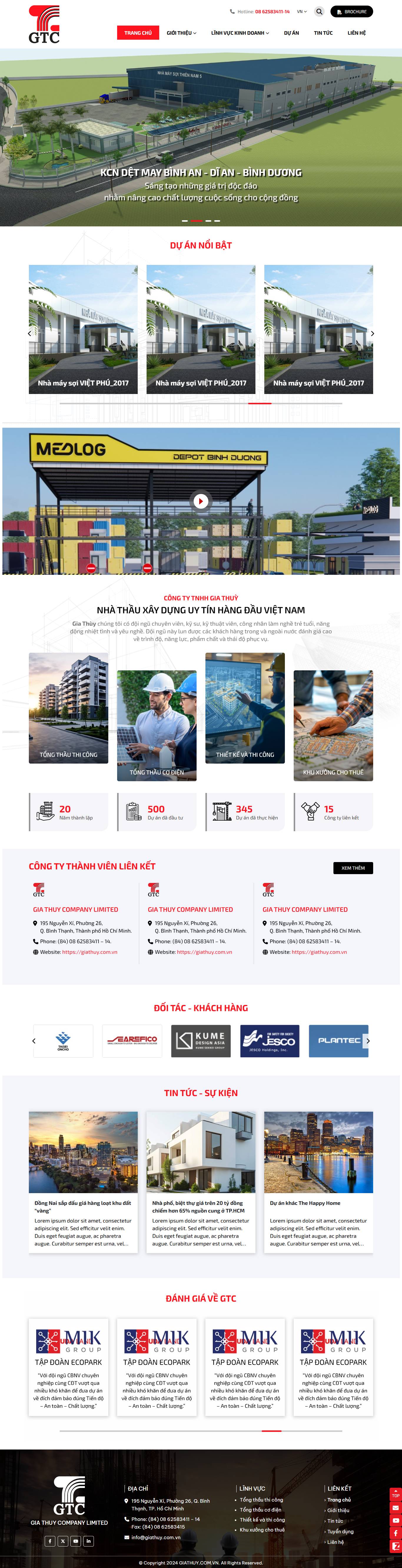 Website giới thiệu dịch vụ xây dựng Gia Thuỳ