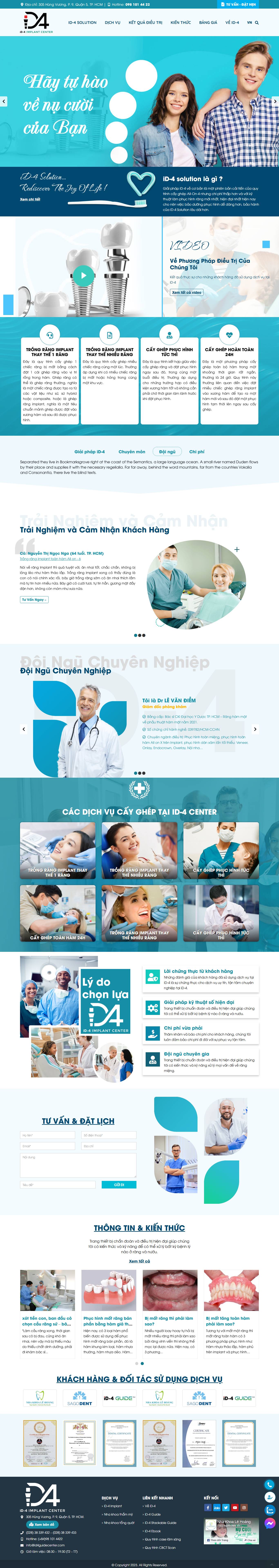 Giao diện website dịch vụ nha khoa ID Implant Center