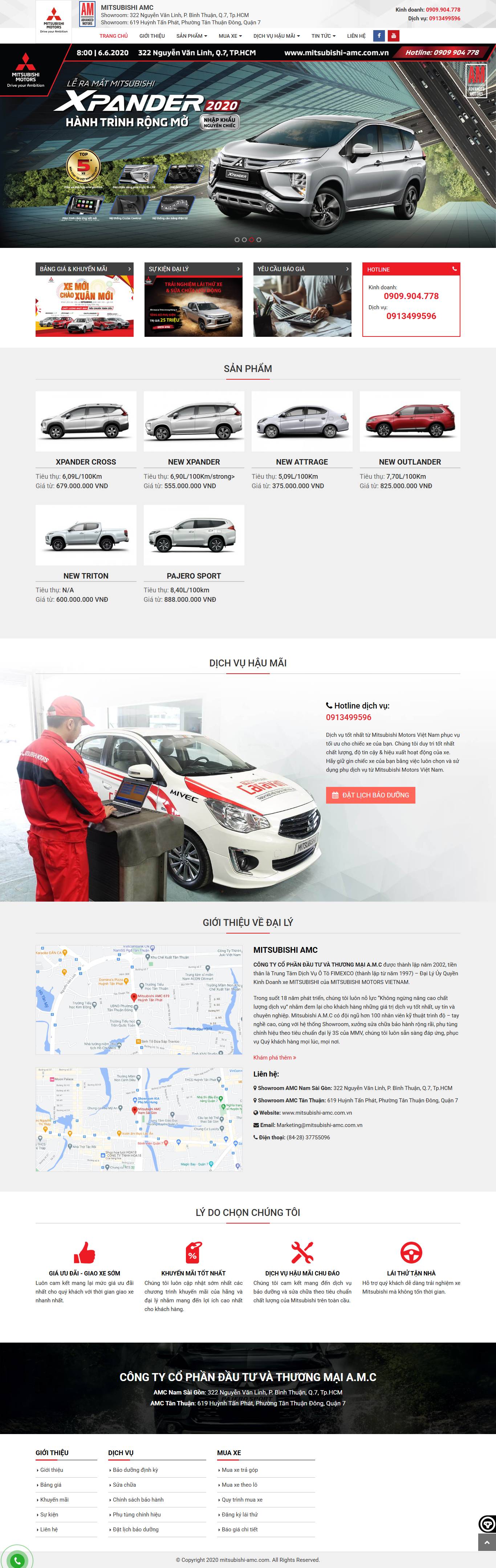 Mẫu website bán xe ô tô Mitsubishi AMC
