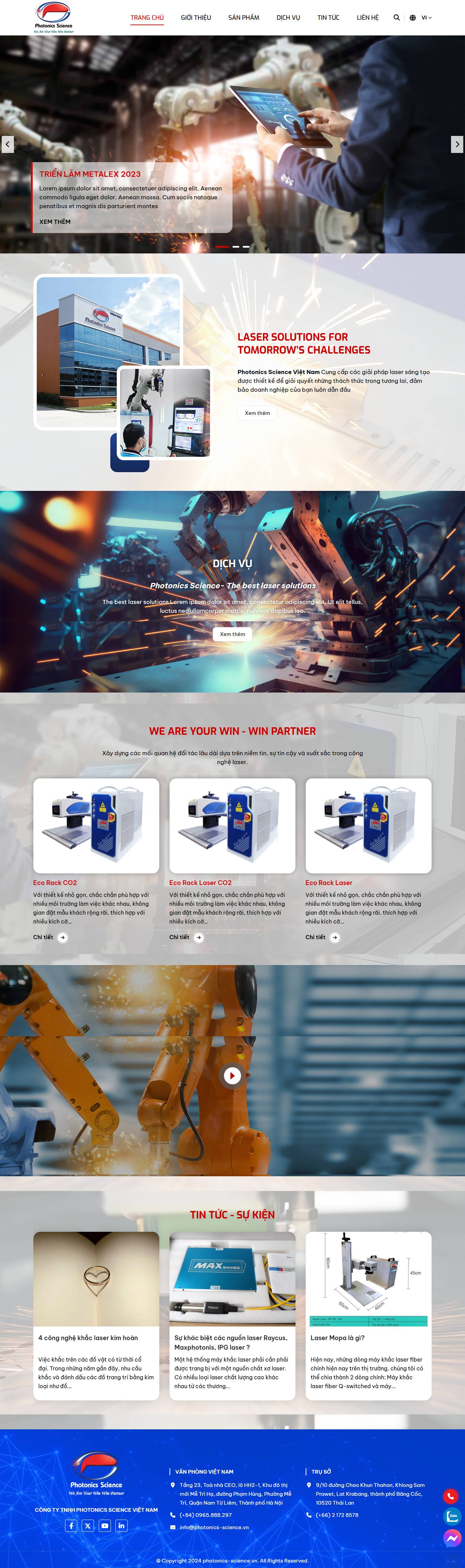 Website cung cấp giải pháp Laser Photonics Science