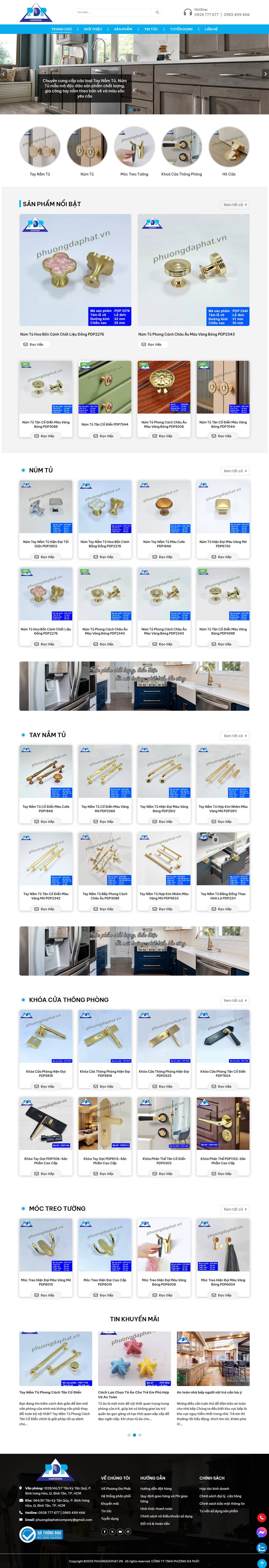 Mẫu website bán tay nắm tủ Phương Đa Phát