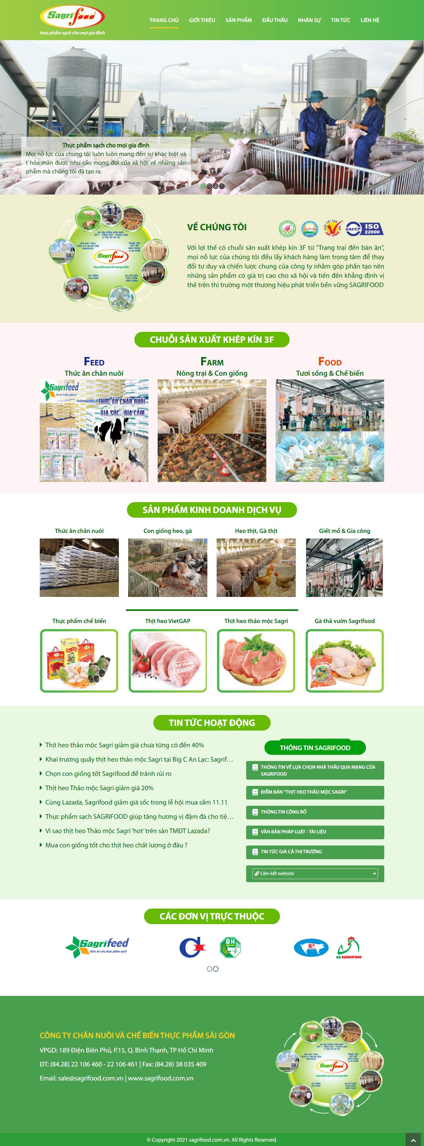 Website giới thiệu thực phẩm sạch Sagri Food