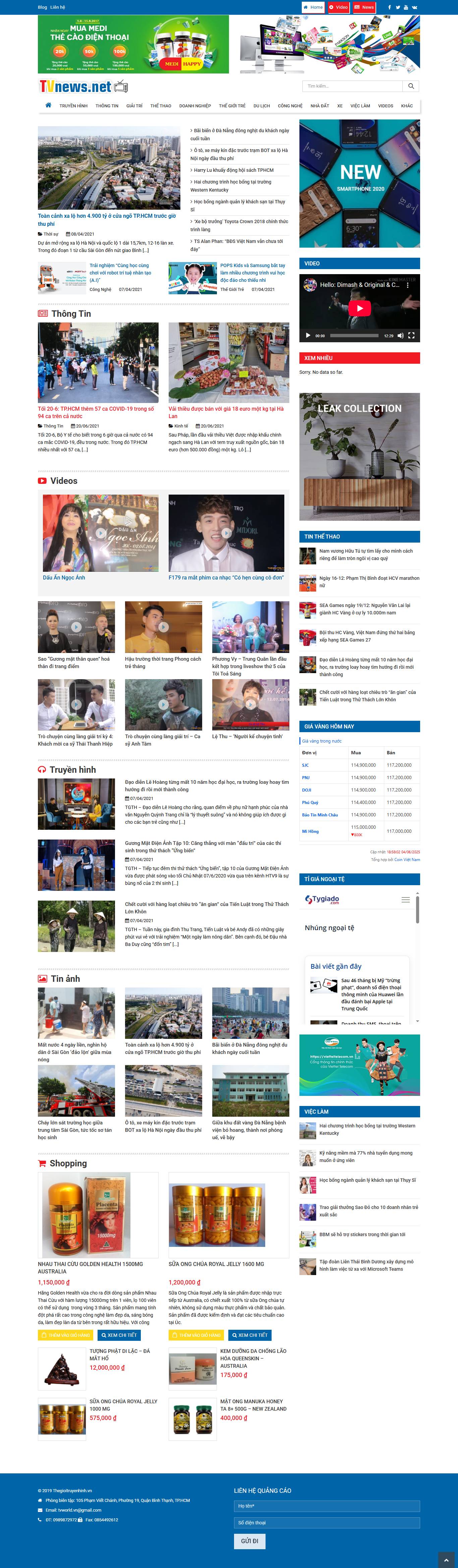 Giao diện website tin tức truyền hình TVnews