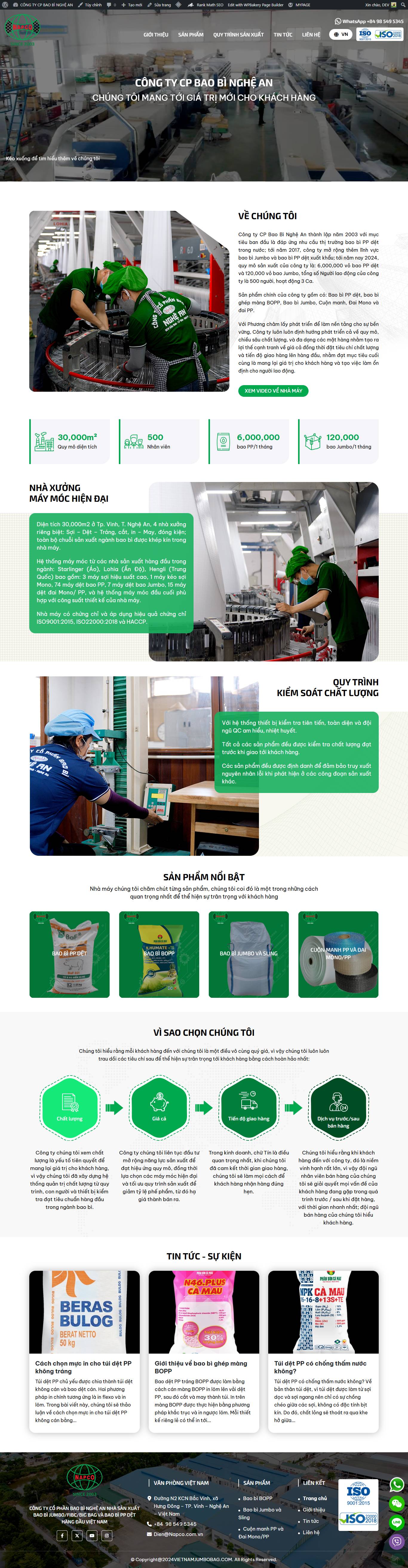 Website bán sản phẩm bao bì VietNam Jumbobag