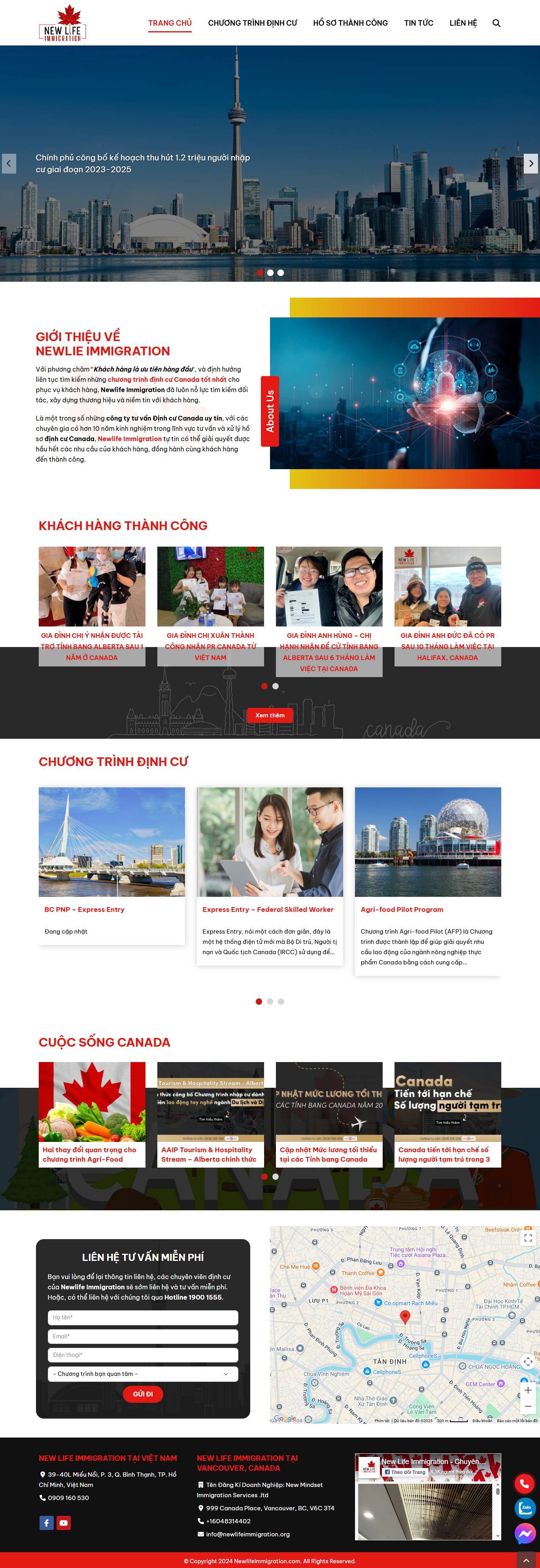 Website dịch vụ làm Visa Cananda Newlife Immigration