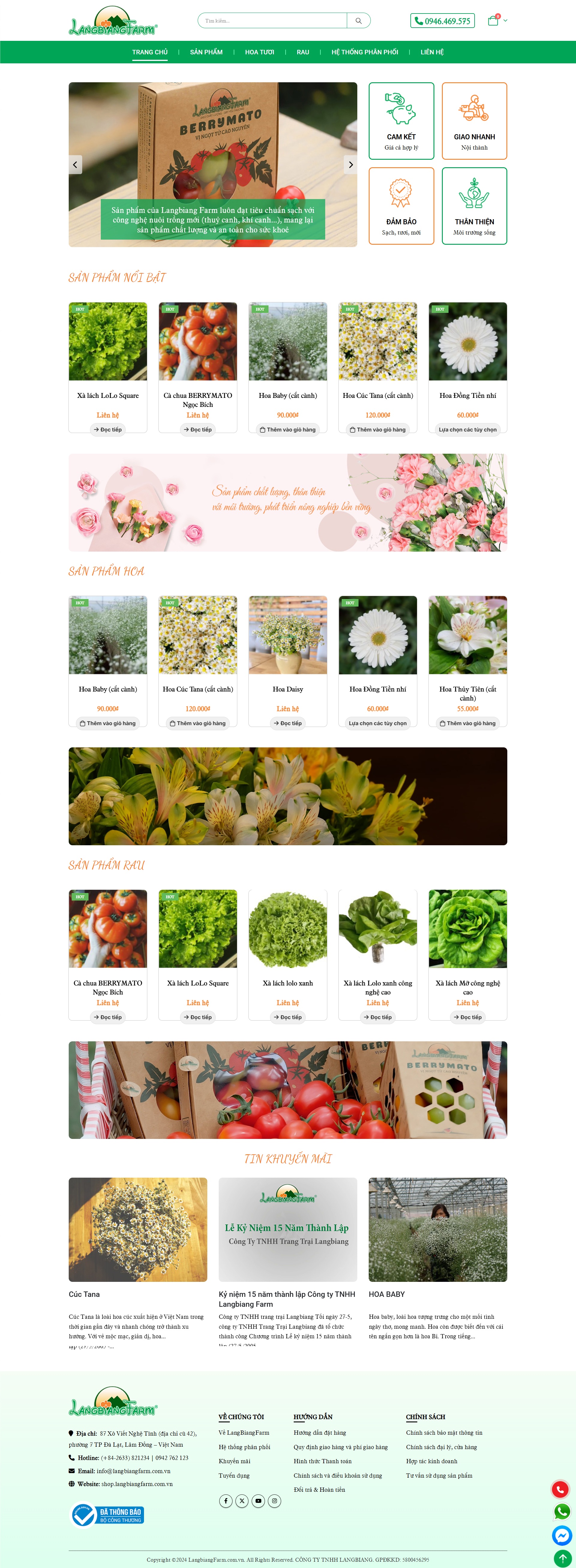 Mẫu web bán sản phẩm nông nghiệp Langbiang Farm